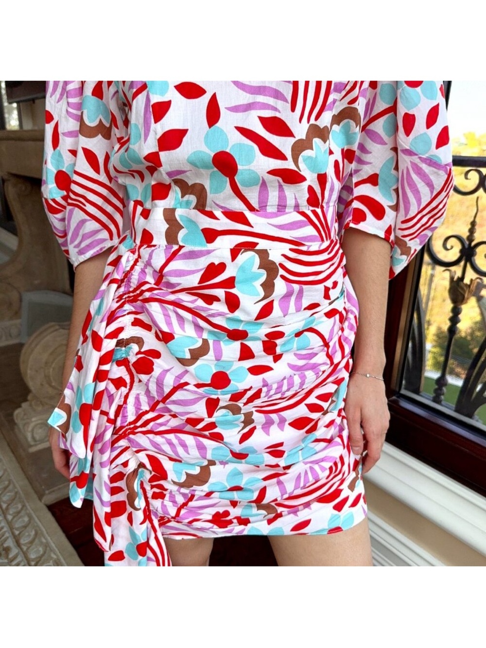 RHODE Pia Mini Dress Lago Vine Pink Red Floral 4 NWOT - Picture 6 of 16